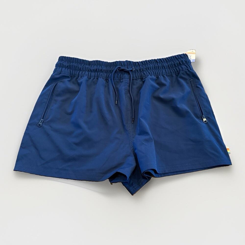 OP Ocean Pacific Mens Navy Blue Flat Front Pockets Stretch Shorts Size L NWT New